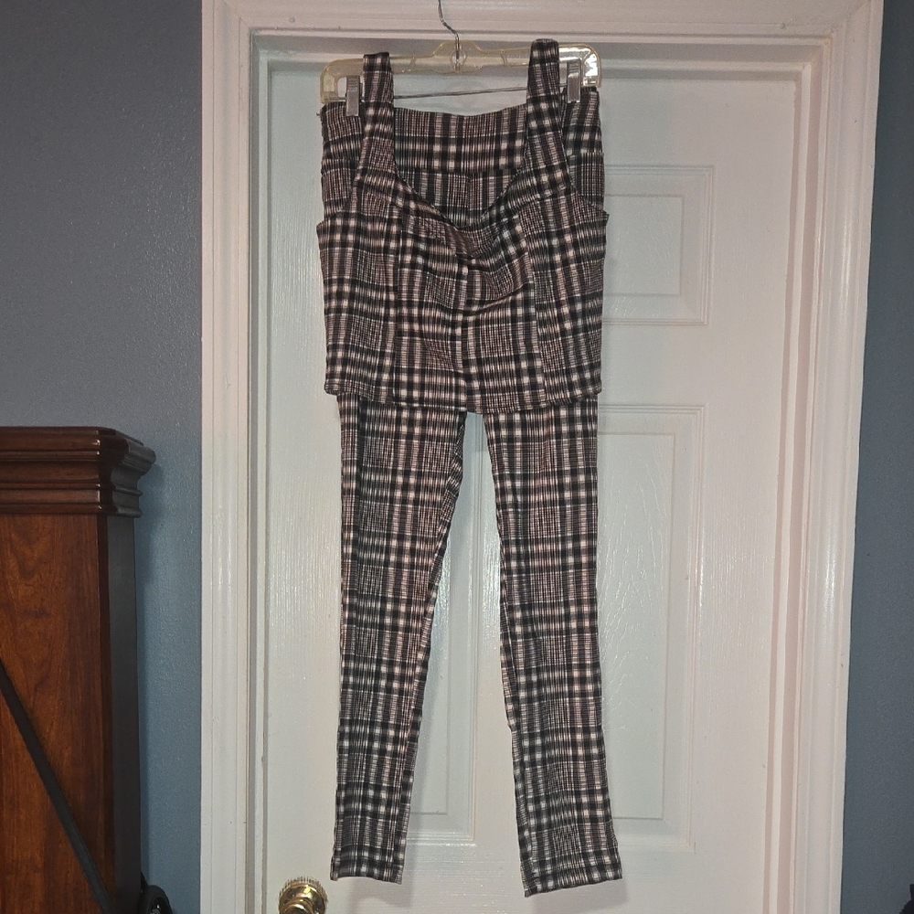 Like an Angel Checkered Pantsuit - Black and White